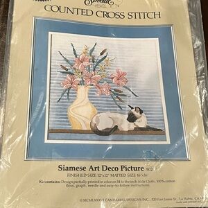 Siamese Cat Art Deco Counted Cross Stitch Kit 12x12 50240